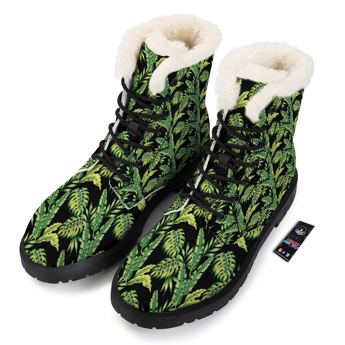 Banana Palm Leaf Print Pattern Winter Boots-grizzshop
