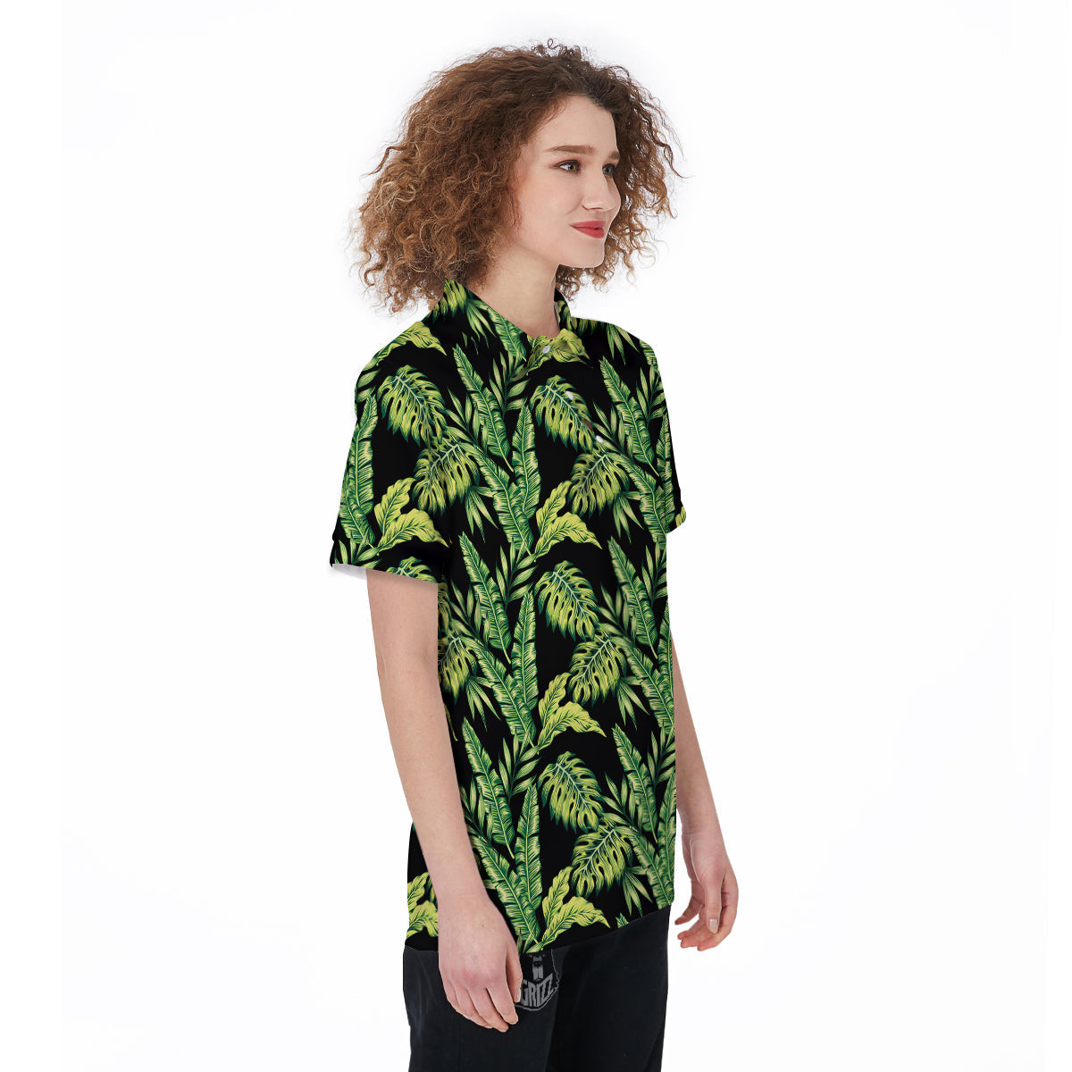 Banana Palm Leaf Print Pattern Women's Golf Shirts-grizzshop