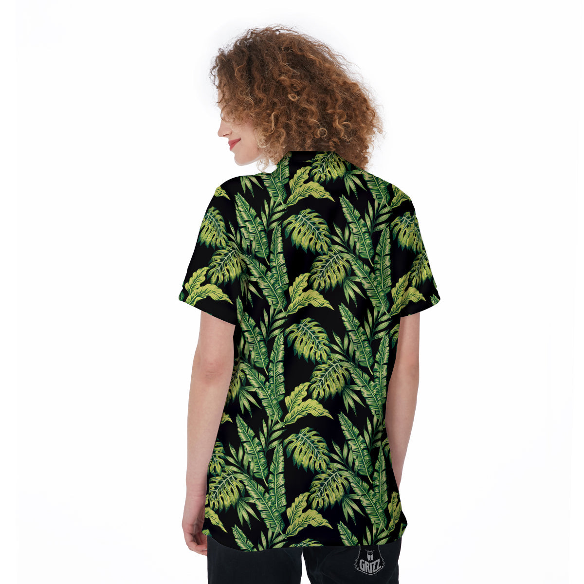 Banana Palm Leaf Print Pattern Women's Golf Shirts-grizzshop