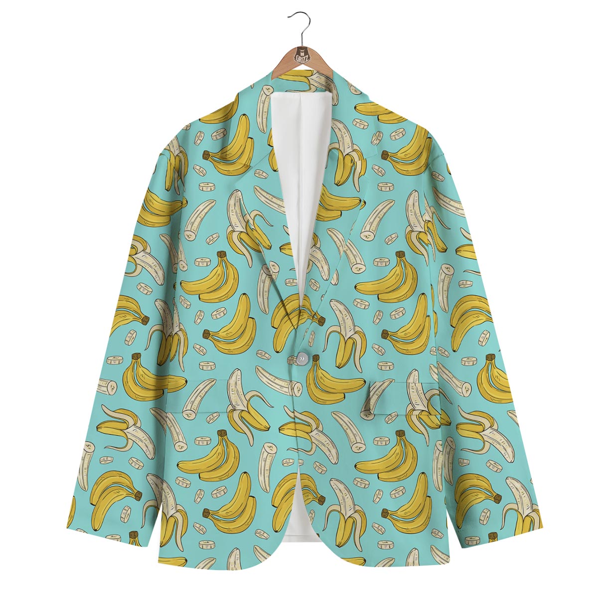 Banana Pattern Print Men's Blazer-grizzshop