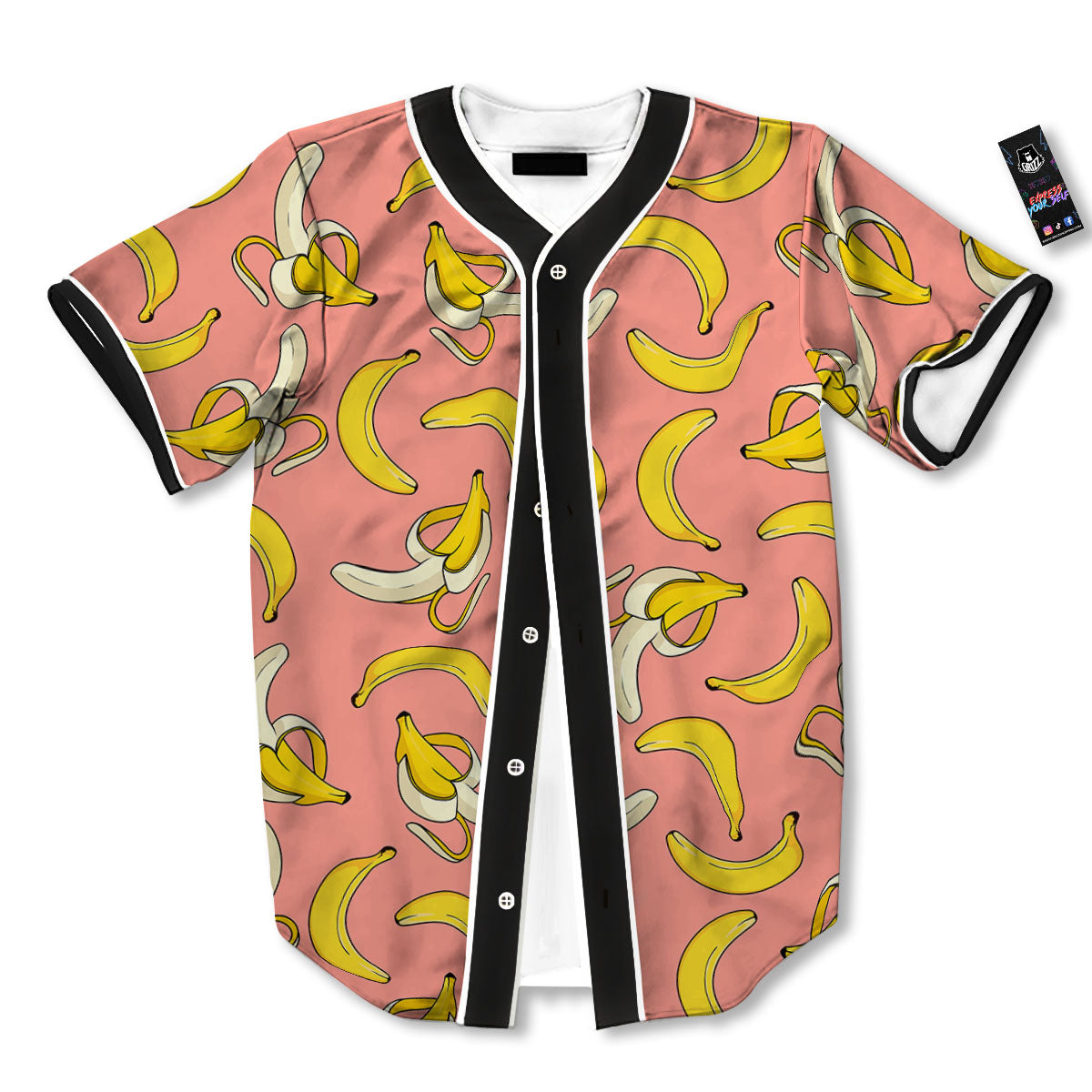 Banana Pink Print Pattern Baseball Jersey-grizzshop