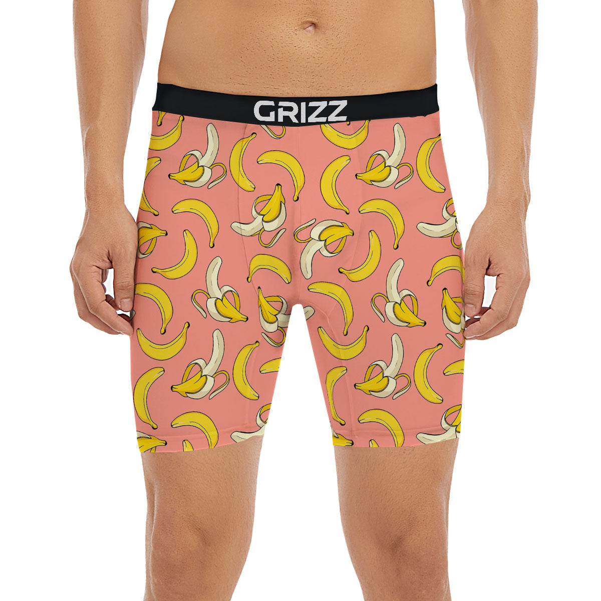 Banana Pink Print Pattern Boxer Briefs-grizzshop