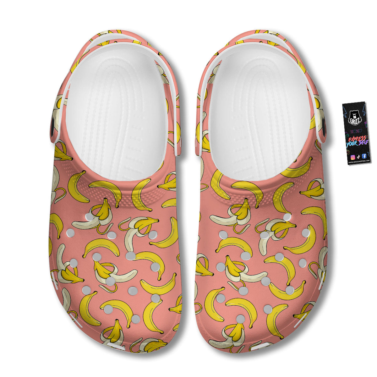 Banana Pink Print Pattern Clog-grizzshop