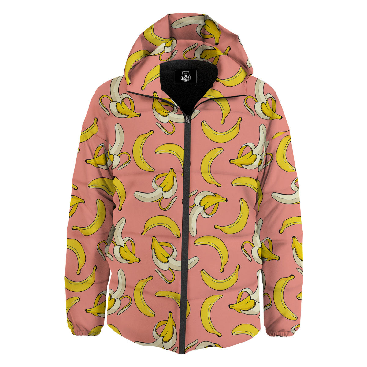Banana Pink Print Pattern Down Jacket-grizzshop