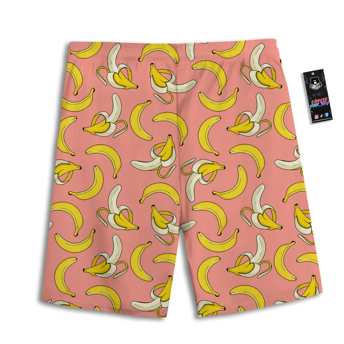 Banana Pink Print Pattern Men's Athletic Shorts