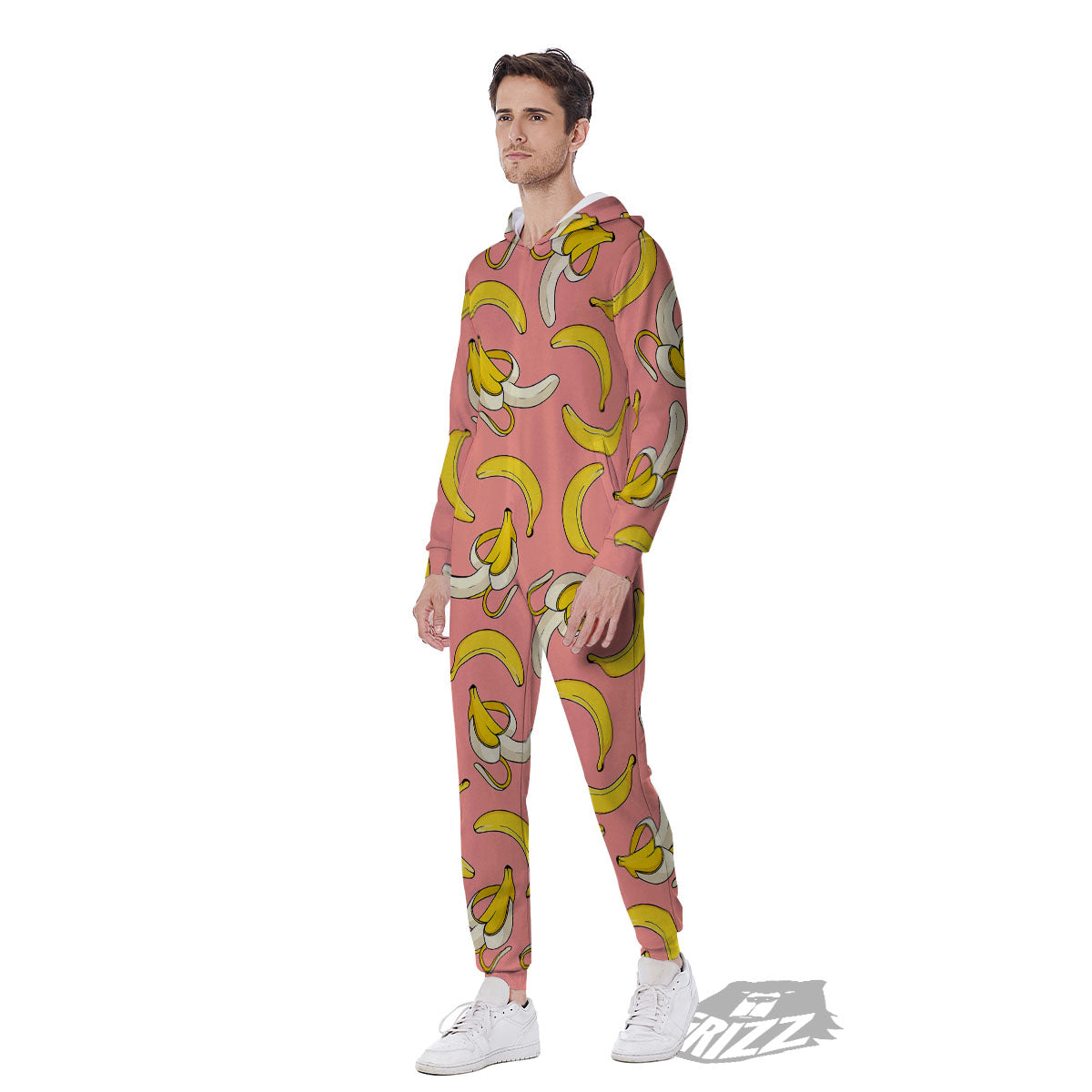 Banana Pink Print Pattern Men's Jumpsuit-grizzshop