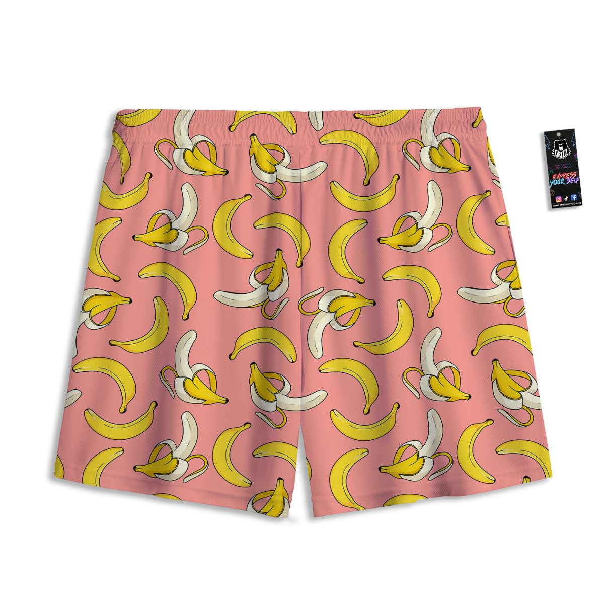 Banana Pink Print Pattern Mesh Shorts