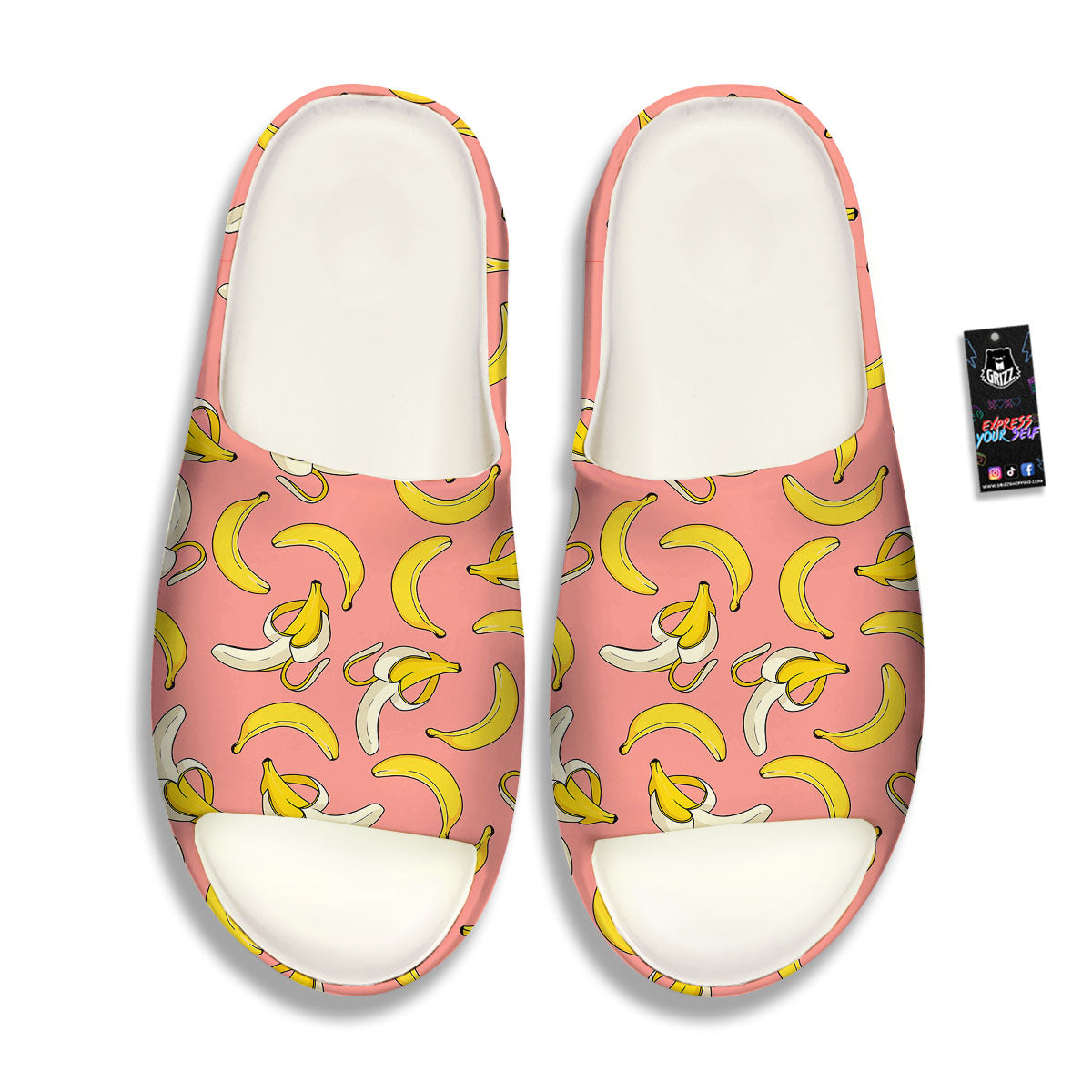 Banana Pink Print Pattern Sandals-grizzshop