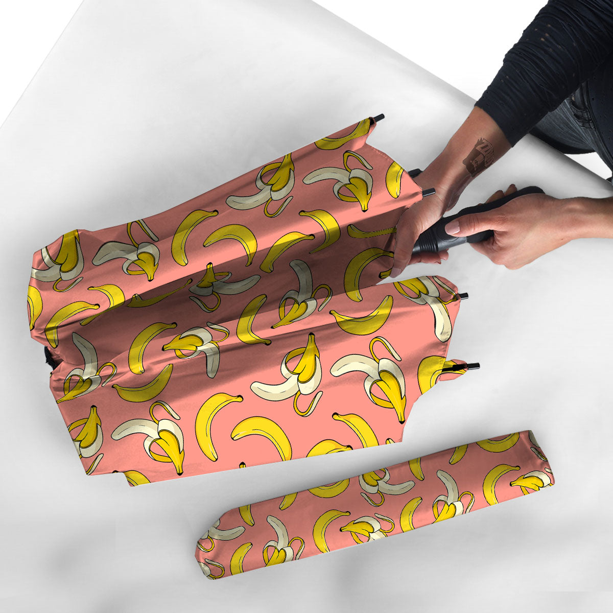Banana Pink Print Pattern Umbrella-grizzshop