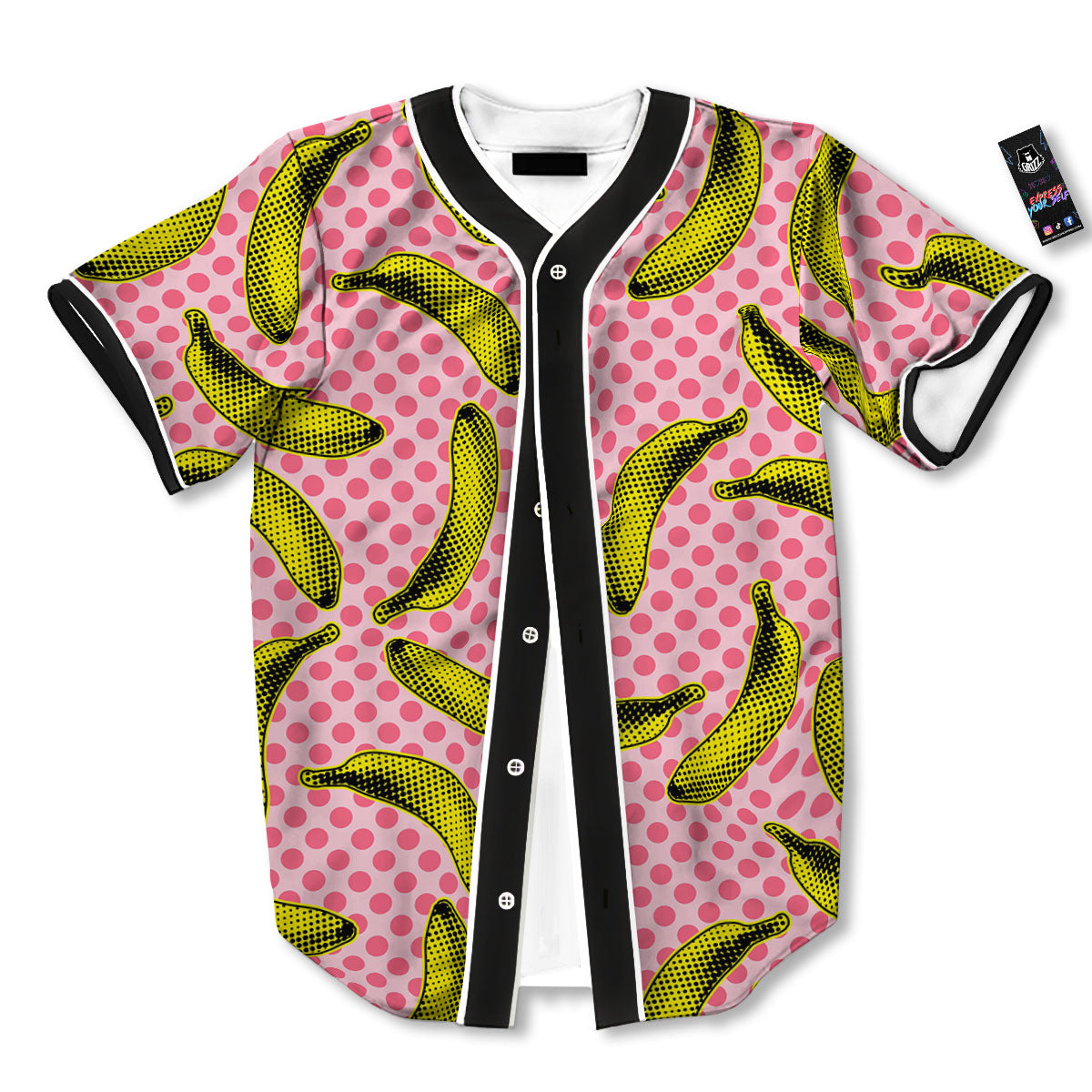 Banana Polka Dot Print Pattern Baseball Jersey-grizzshop