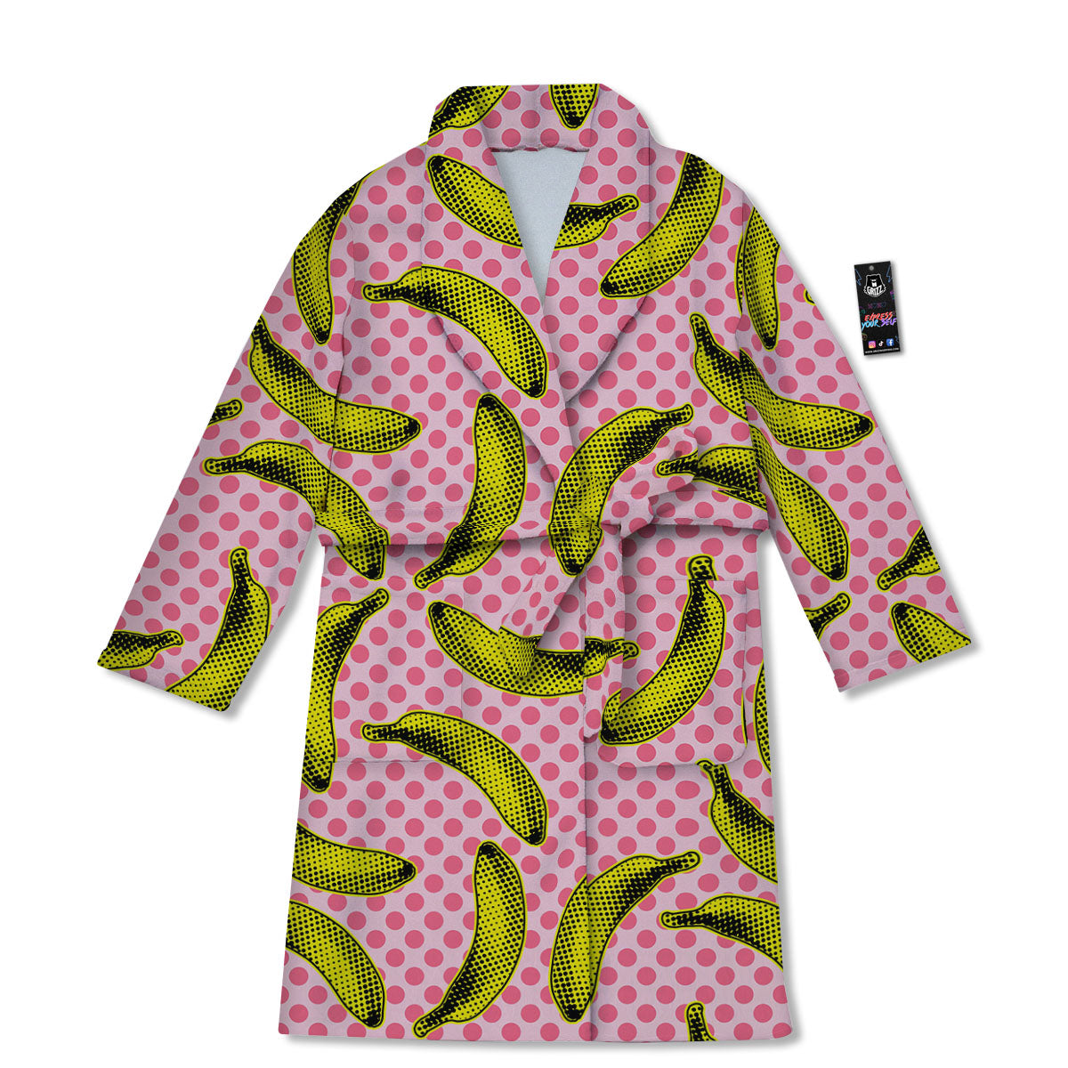Banana Polka Dot Print Pattern Bathrobe-grizzshop