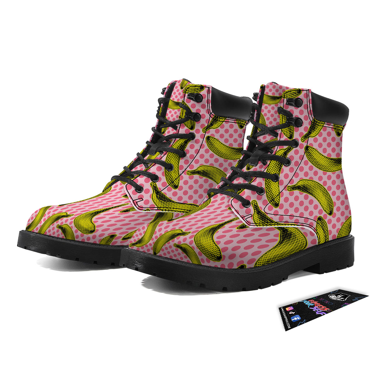 Banana Polka Dot Print Pattern Boots-grizzshop