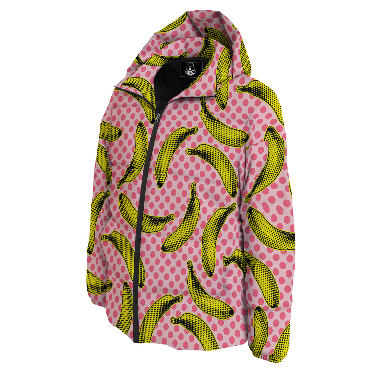 Banana Polka Dot Print Pattern Down Jacket-grizzshop