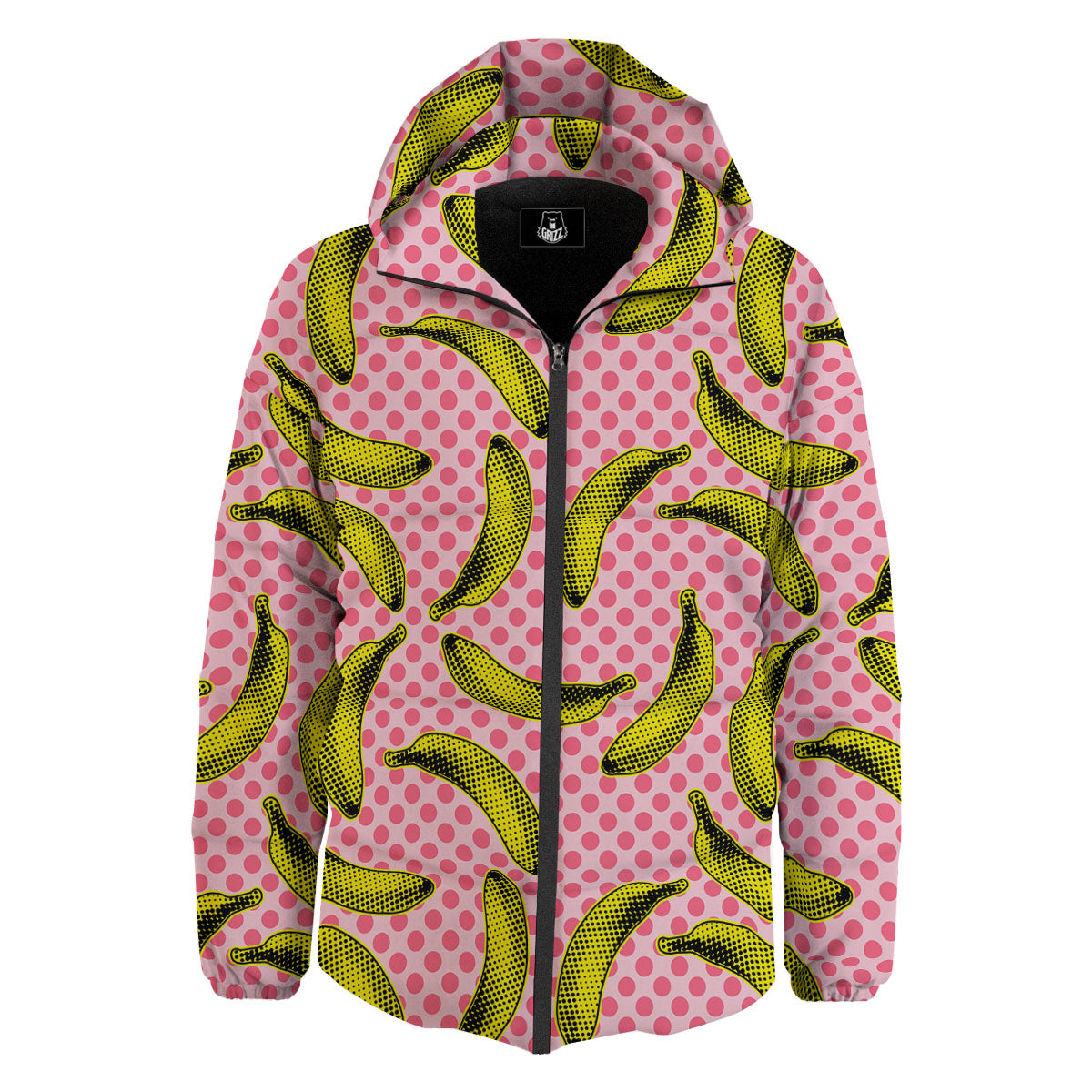 Banana Polka Dot Print Pattern Down Jacket-grizzshop