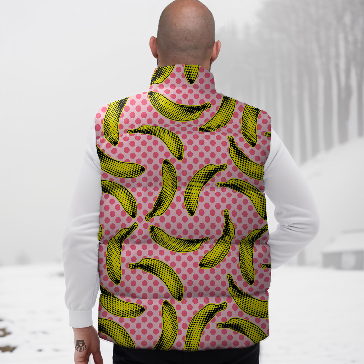 Banana Polka Dot Print Pattern Down Vest