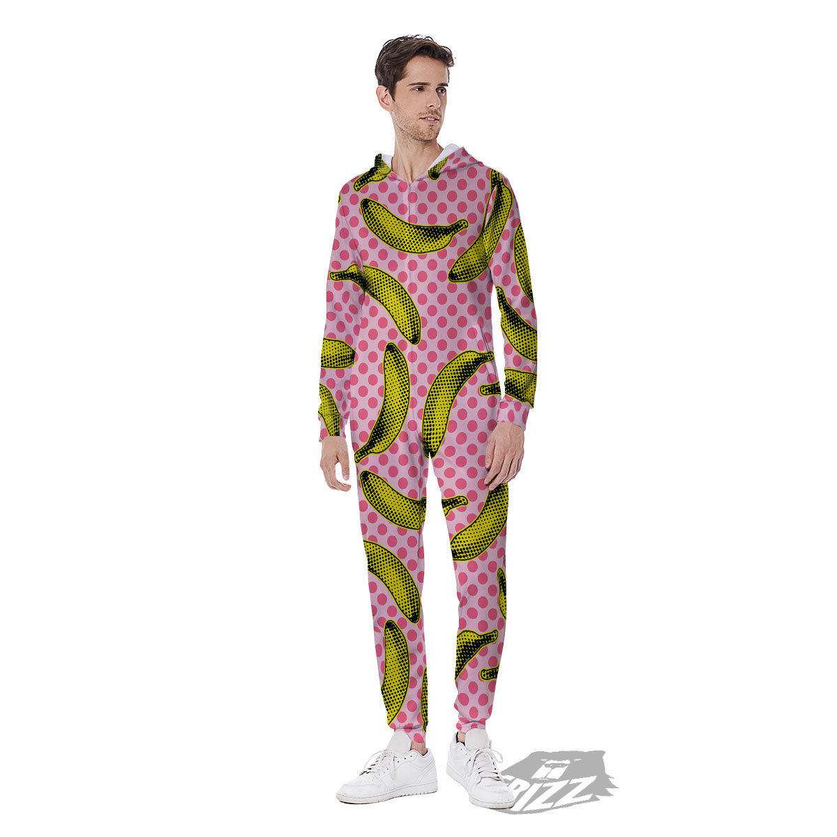 Banana Polka Dot Print Pattern Men's Jumpsuit-grizzshop