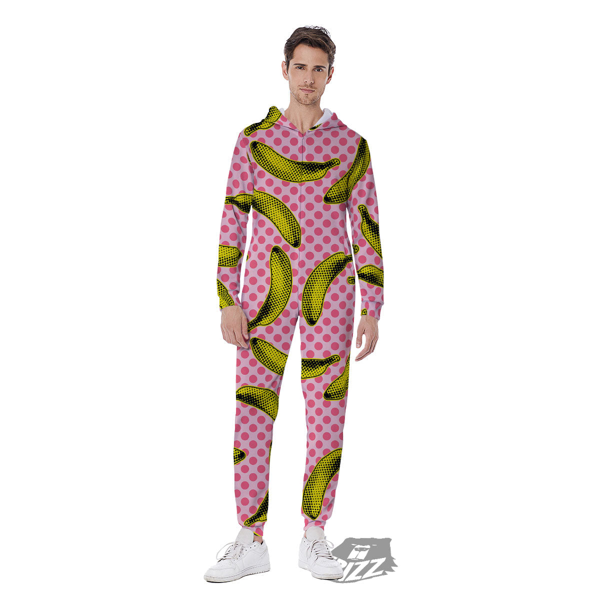 Banana Polka Dot Print Pattern Men's Jumpsuit-grizzshop