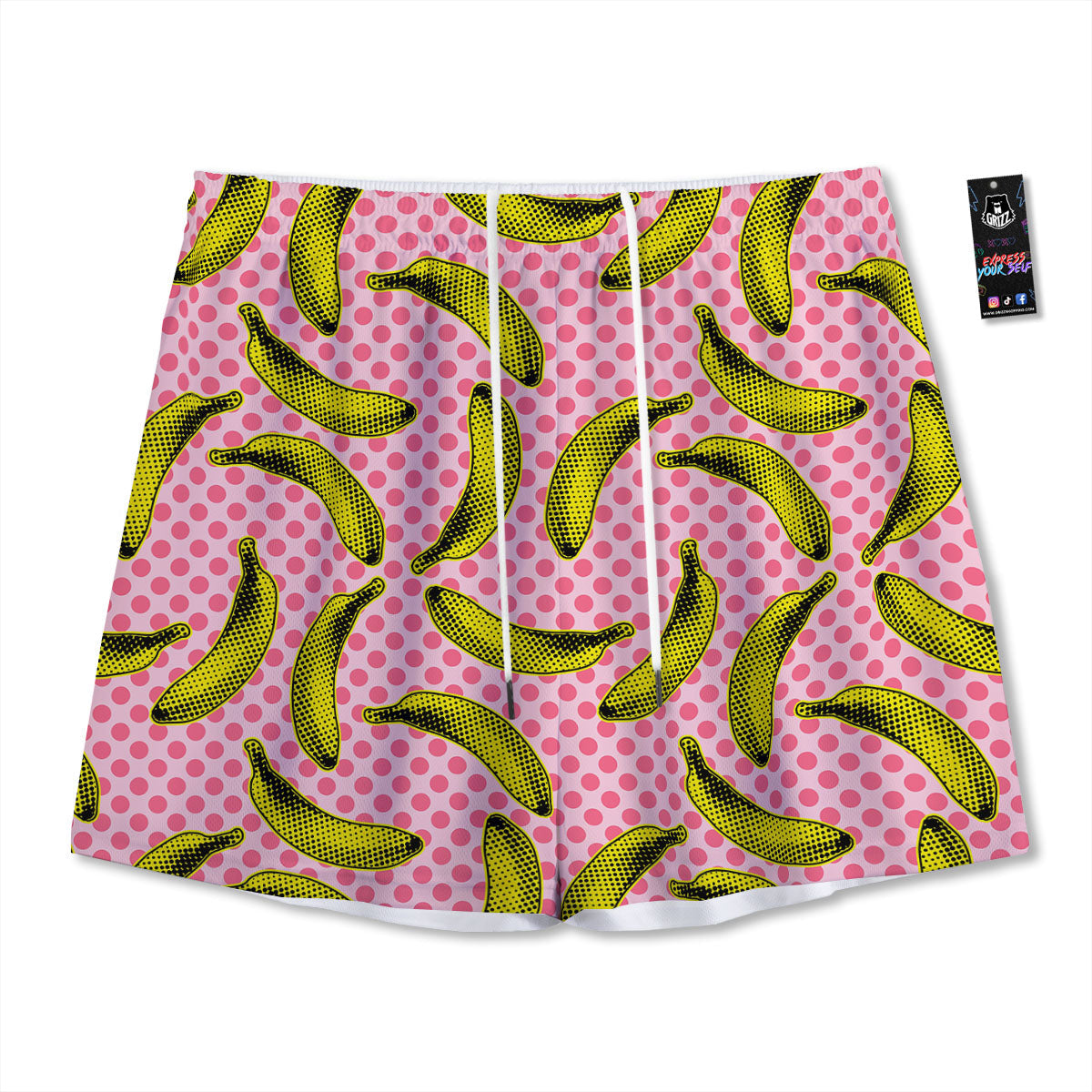 Banana Polka Dot Print Pattern Mesh Shorts