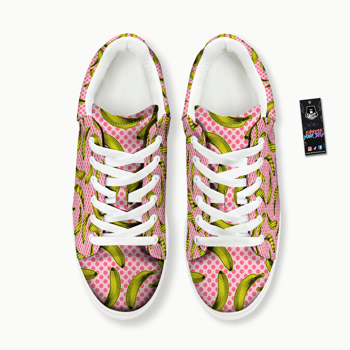 Banana Polka Dot Print Pattern Platform Shoes-grizzshop