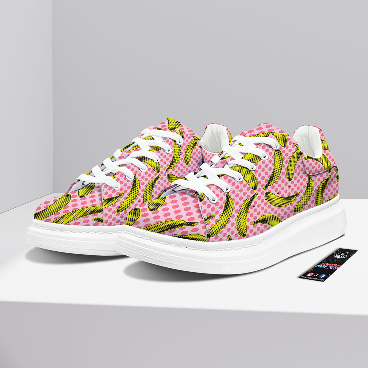 Banana Polka Dot Print Pattern Platform Shoes-grizzshop