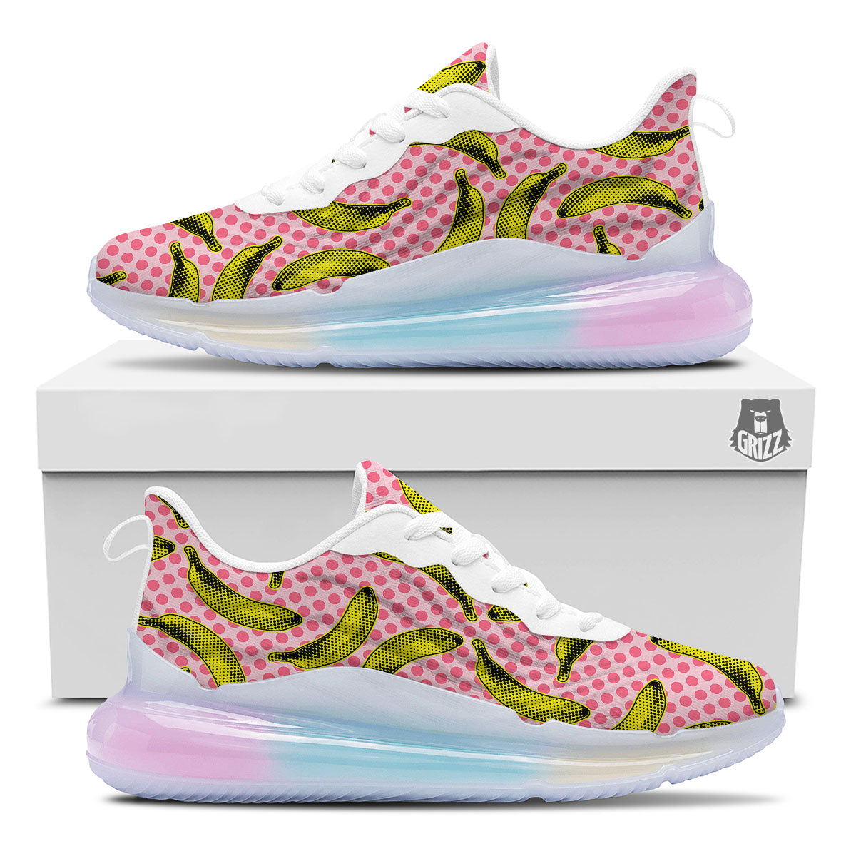 Banana Polka Dot Print Pattern Running Sneakers-grizzshop