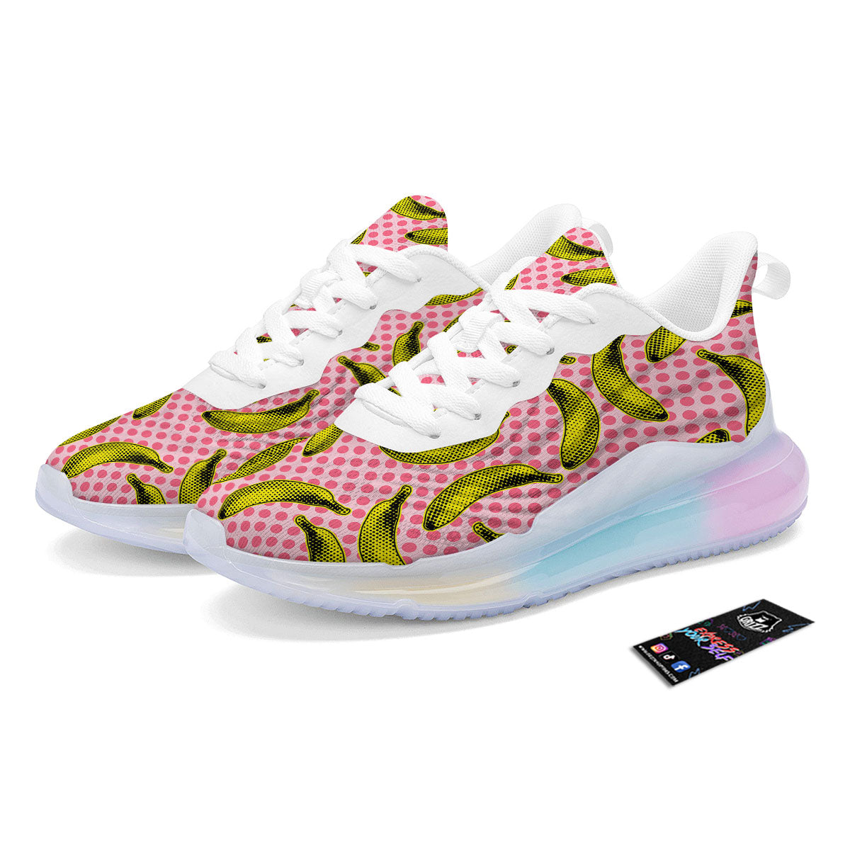 Banana Polka Dot Print Pattern Running Sneakers-grizzshop
