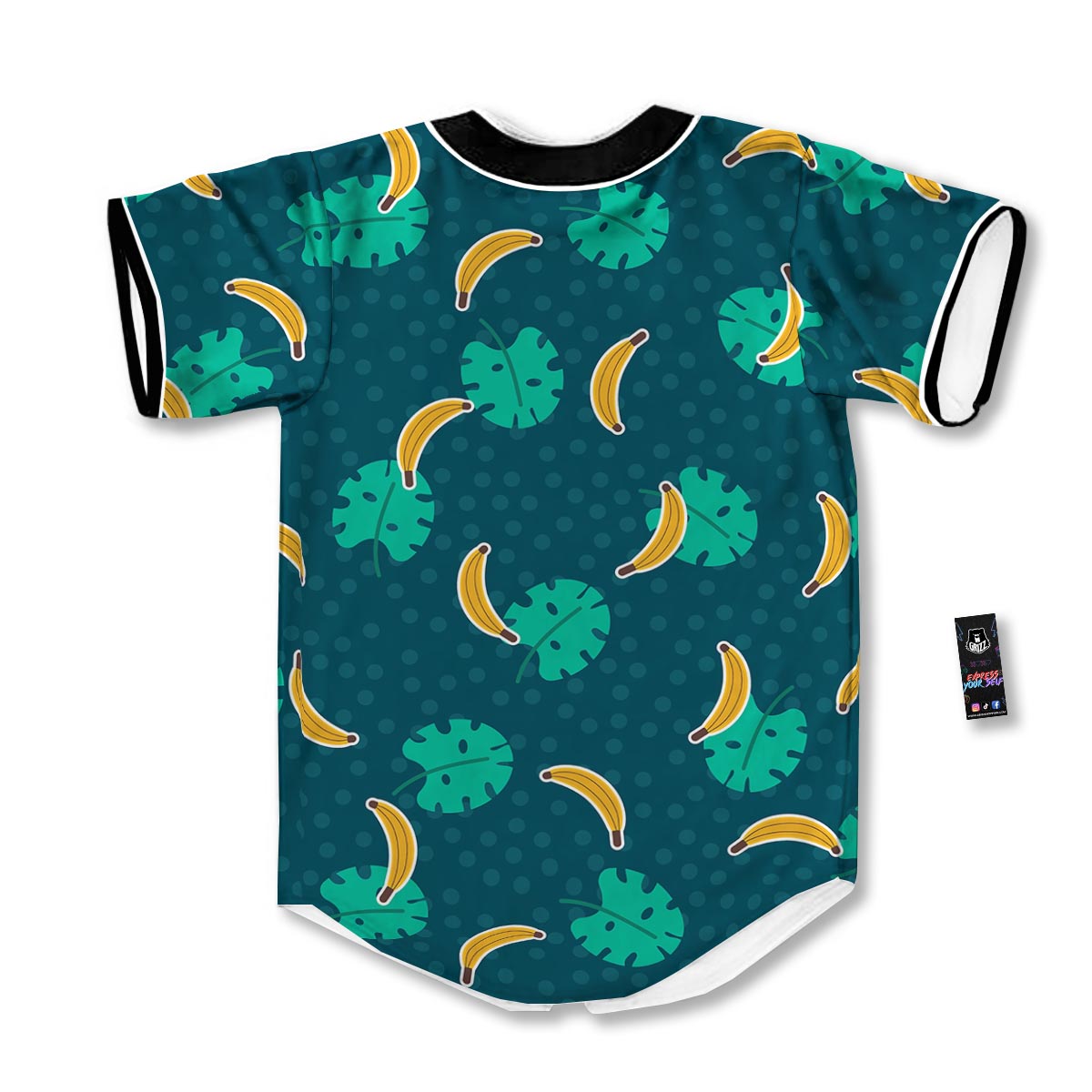 Banana Teal Print Pattern Baseball Jersey-grizzshop