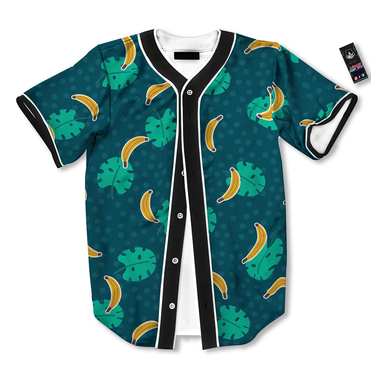 Banana Teal Print Pattern Baseball Jersey-grizzshop