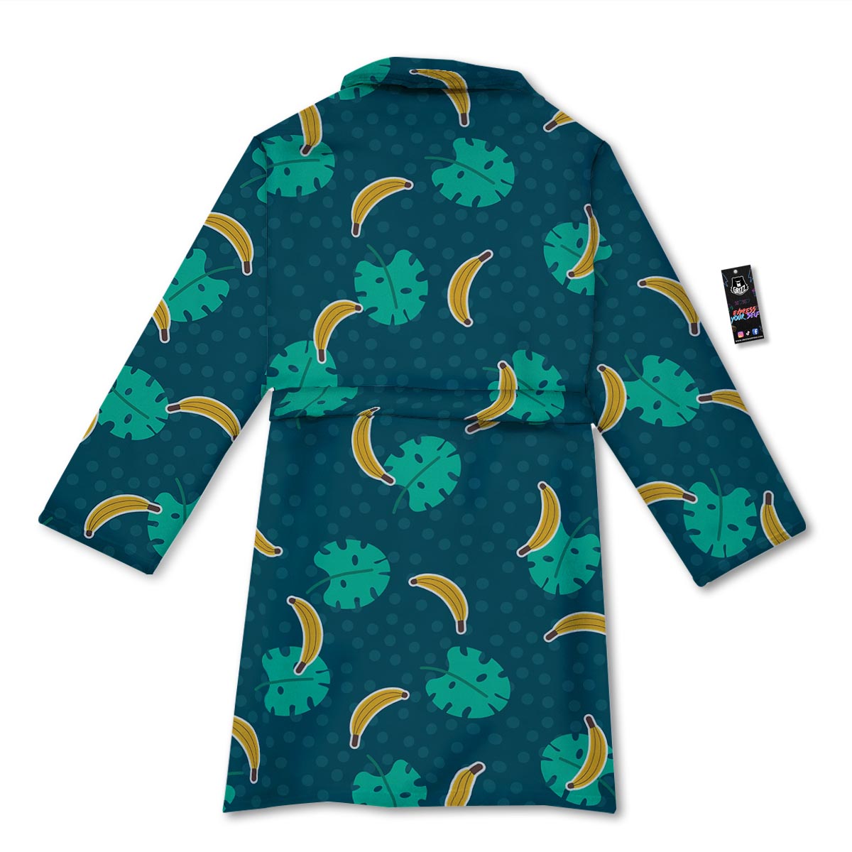 Banana Teal Print Pattern Bathrobe-grizzshop