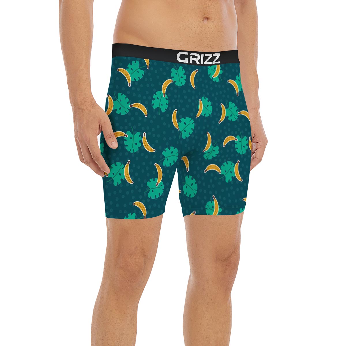 Banana Teal Print Pattern Boxer Briefs-grizzshop