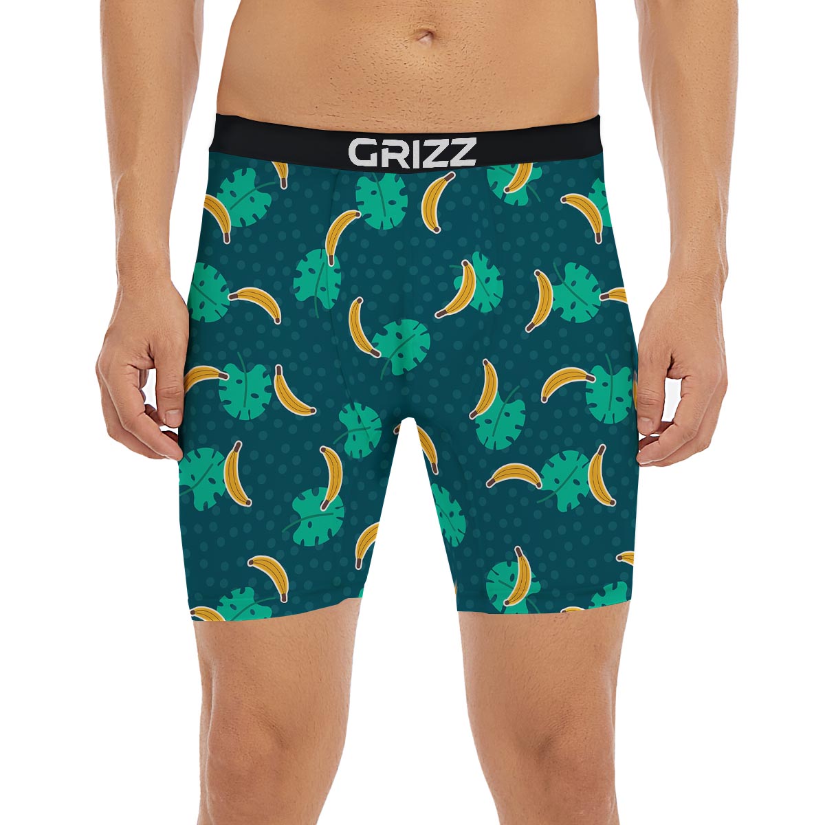 Banana Teal Print Pattern Boxer Briefs-grizzshop