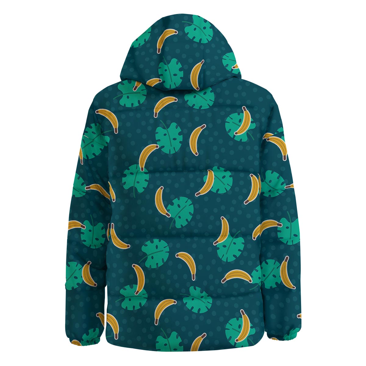 Banana Teal Print Pattern Down Jacket-grizzshop