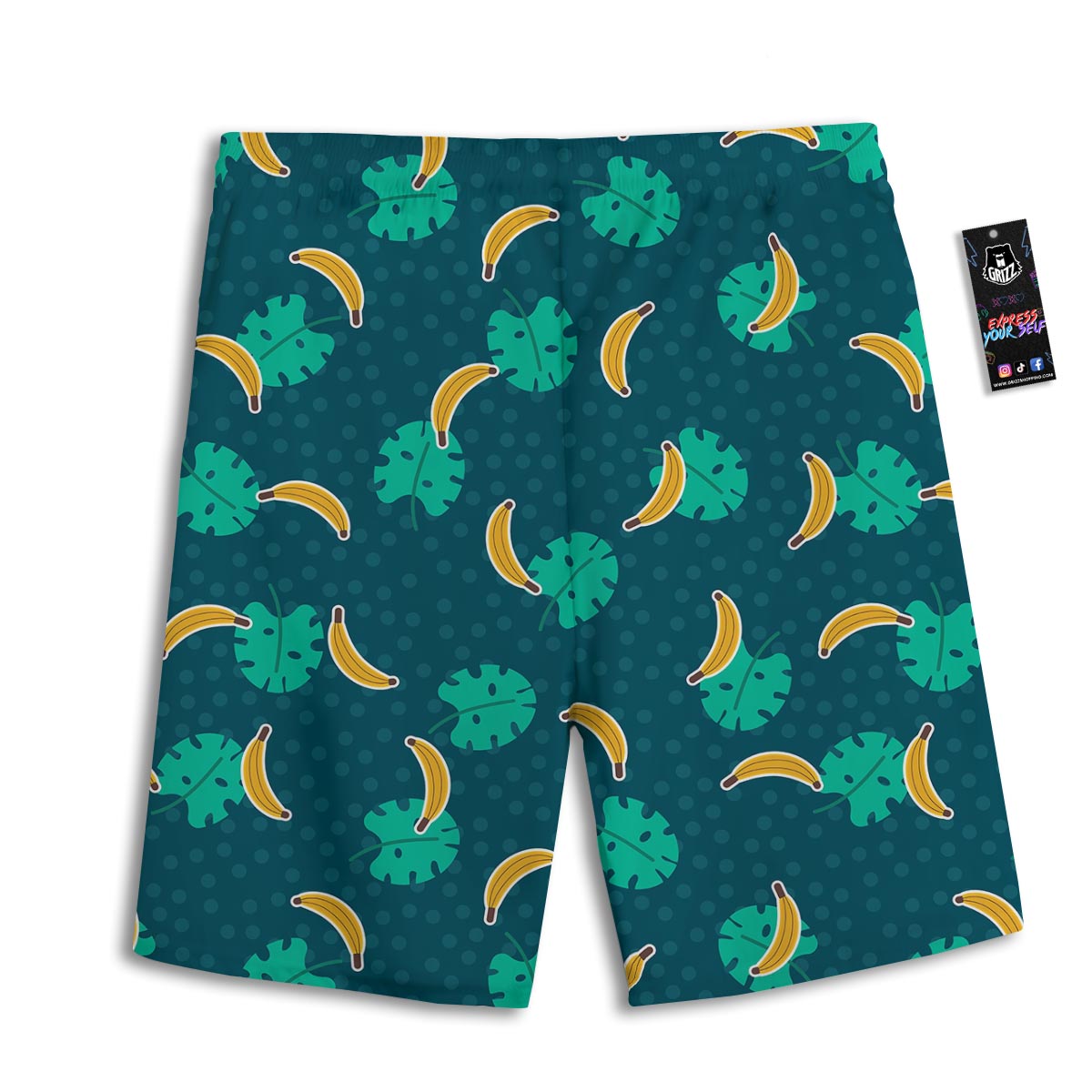 Banana Teal Print Pattern Men's Athletic Shorts