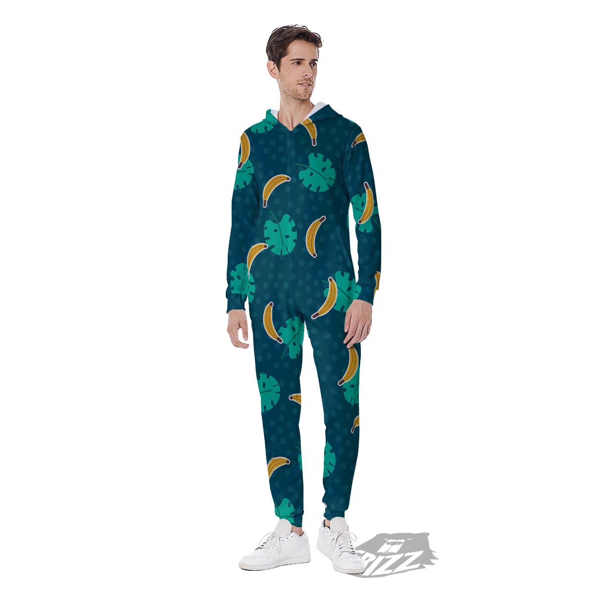 Banana Teal Print Pattern Men's Jumpsuit-grizzshop