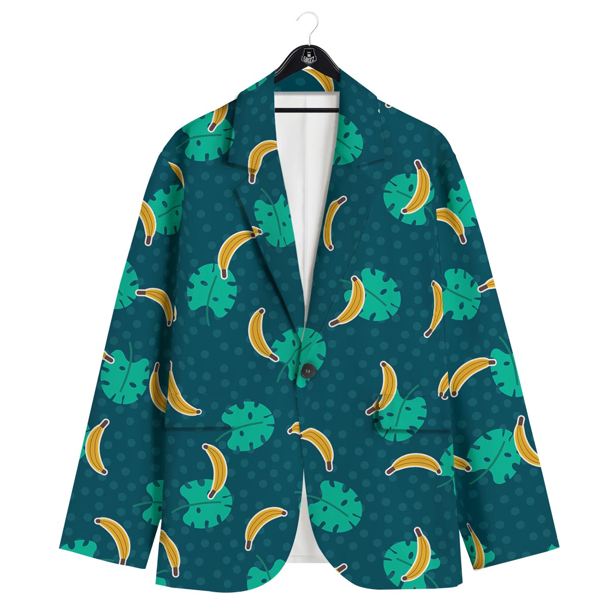 Banana Teal Print Pattern Men's Sport Coat-grizzshop