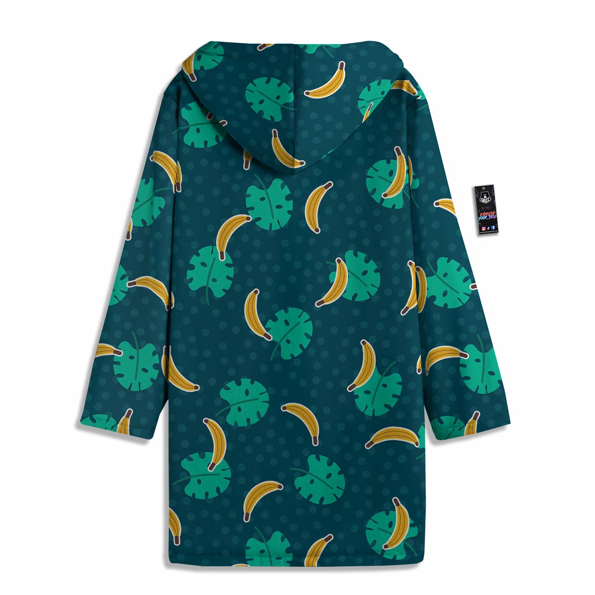 Banana Teal Print Pattern Men's Windbreaker Jacket-grizzshop