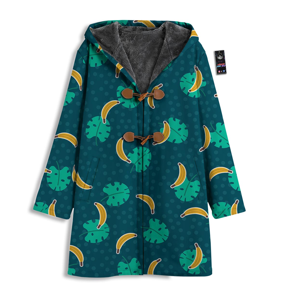 Banana Teal Print Pattern Men's Windbreaker Jacket-grizzshop