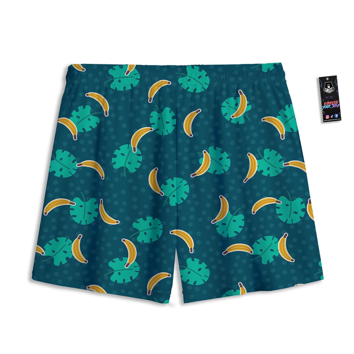 Banana Teal Print Pattern Mesh Shorts