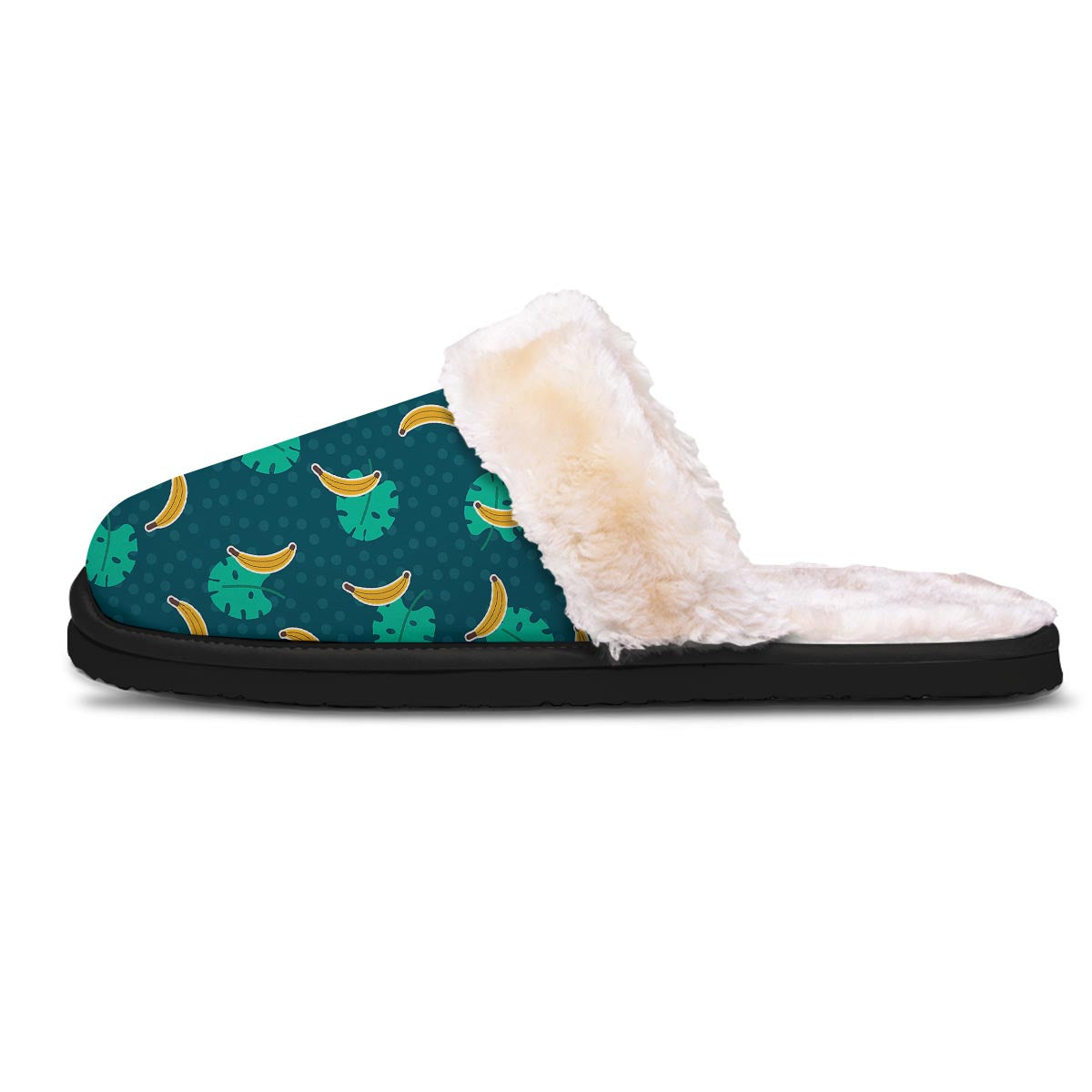Banana Teal Print Pattern Slippers-grizzshop