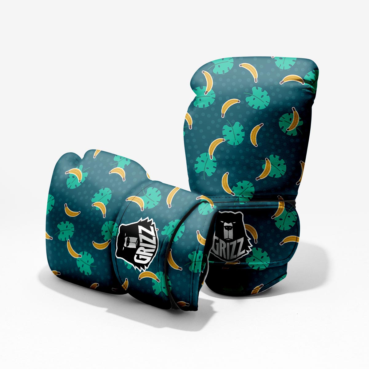 Banana Teal Print Pattern Pro Boxing Glove
