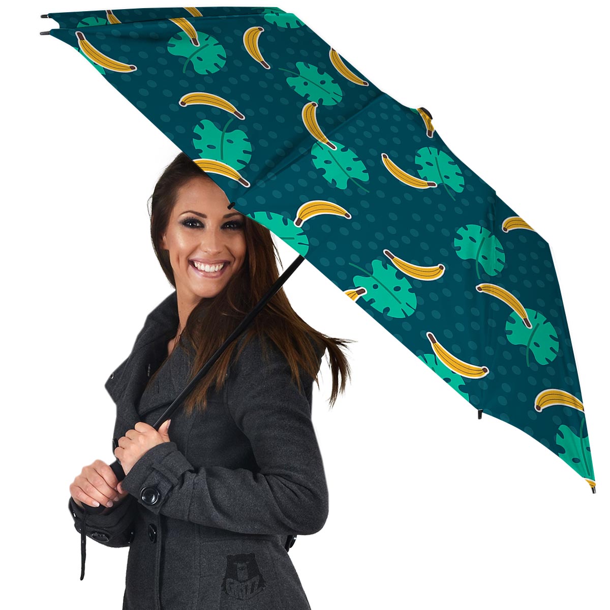 Banana Teal Print Pattern Umbrella-grizzshop