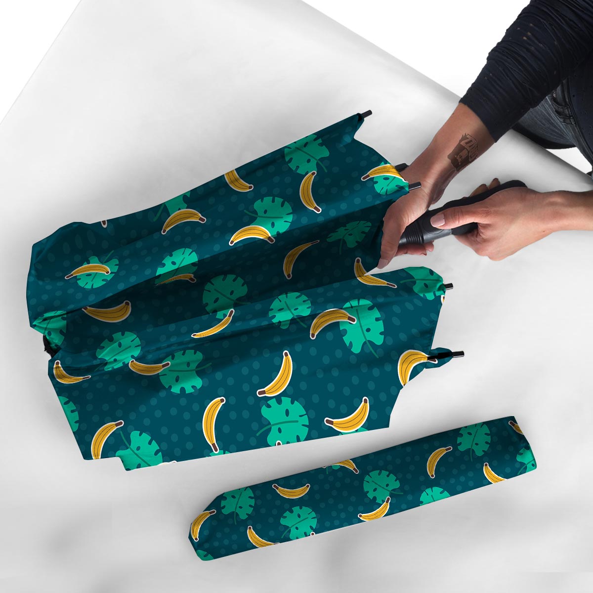 Banana Teal Print Pattern Umbrella-grizzshop