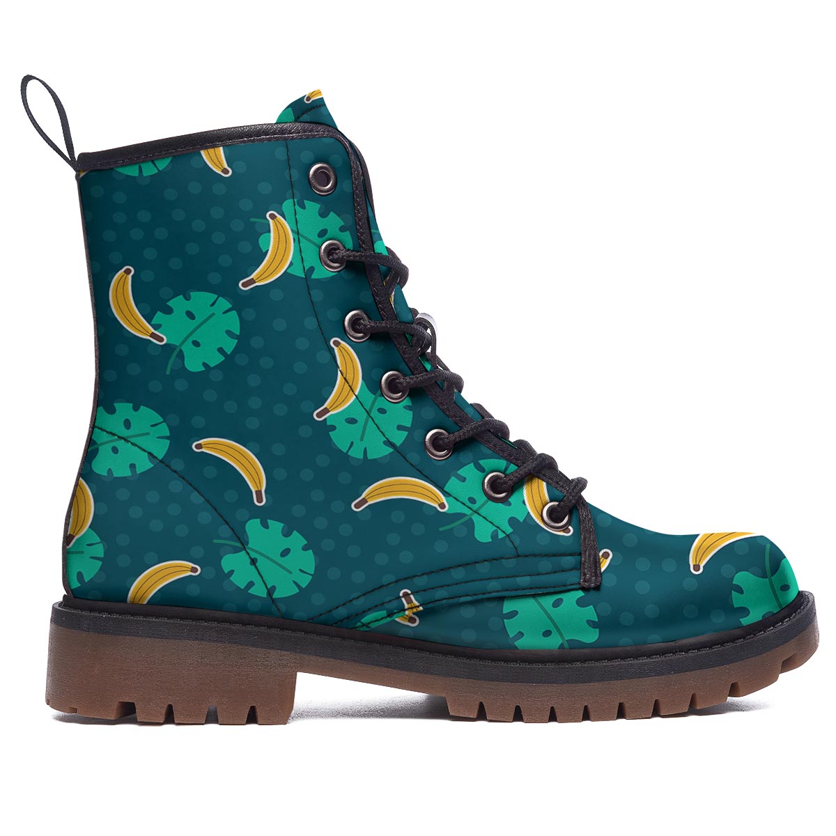Banana Teal Print Pattern Work Boots-grizzshop