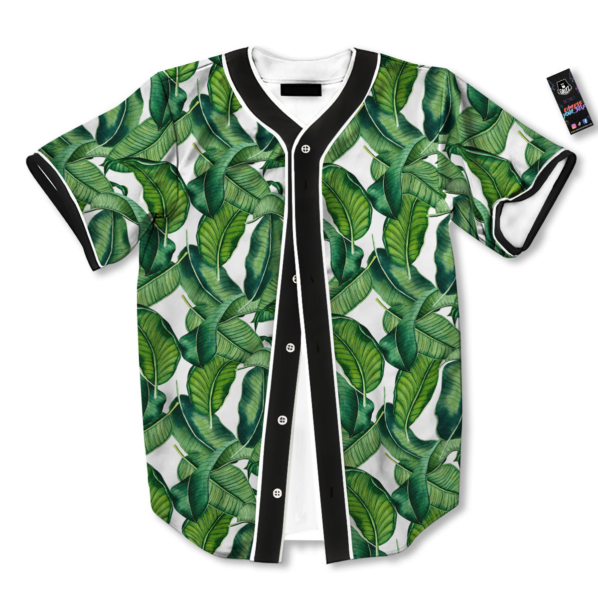Banana Tropical Green Print Pattern Baseball Jersey-grizzshop
