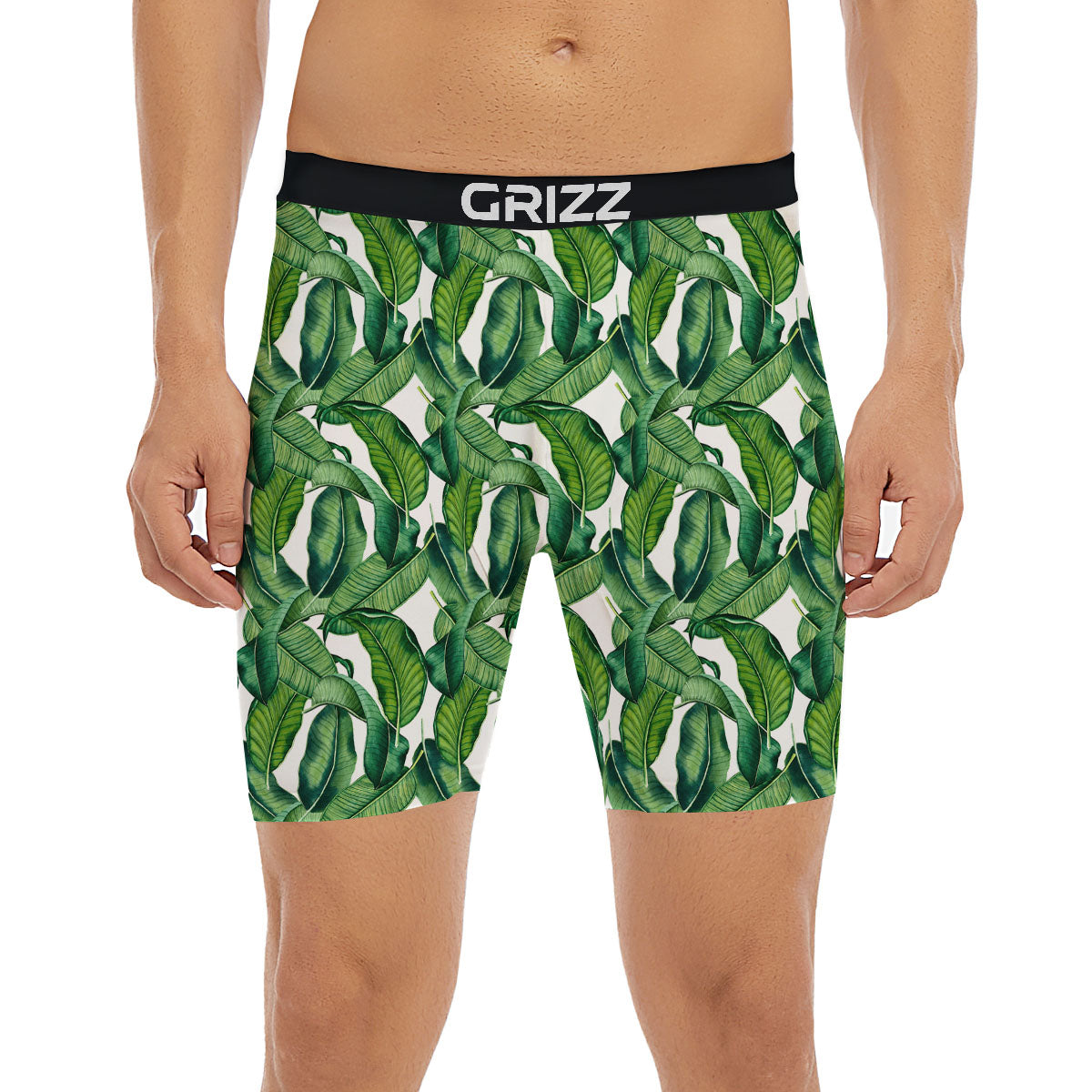 Banana Tropical Green Print Pattern Boxer Briefs-grizzshop