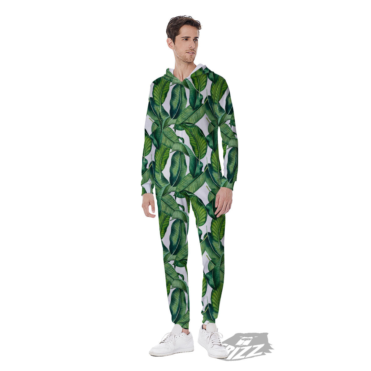 Banana Tropical Green Print Pattern Men's Jumpsuit-grizzshop