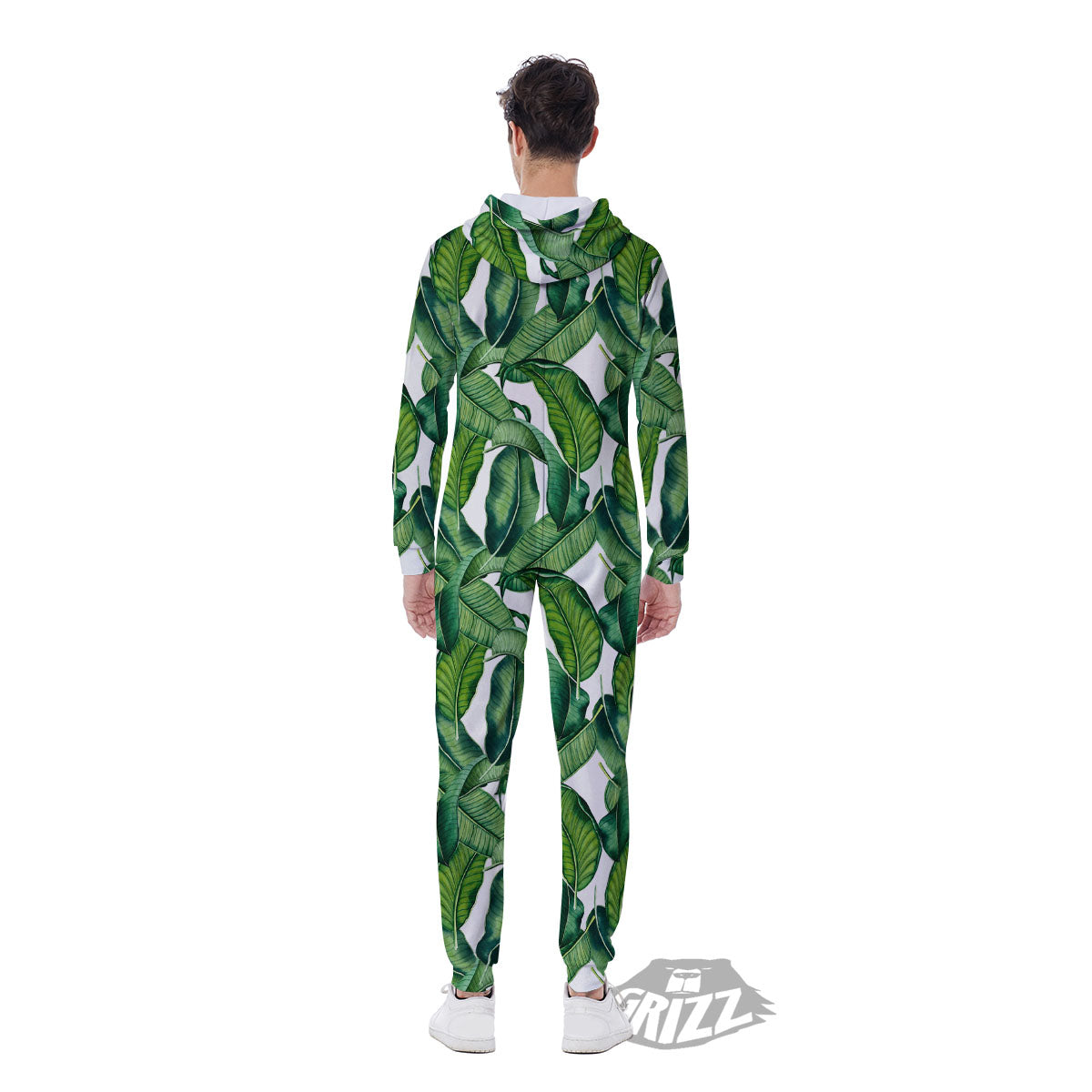 Banana Tropical Green Print Pattern Men's Jumpsuit-grizzshop