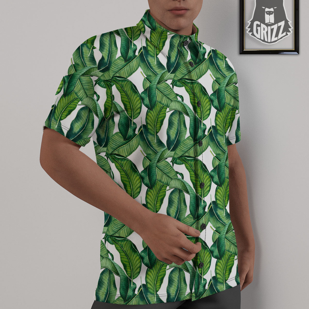 Banana Tropical Green Print Pattern Untucked Shirts-grizzshop