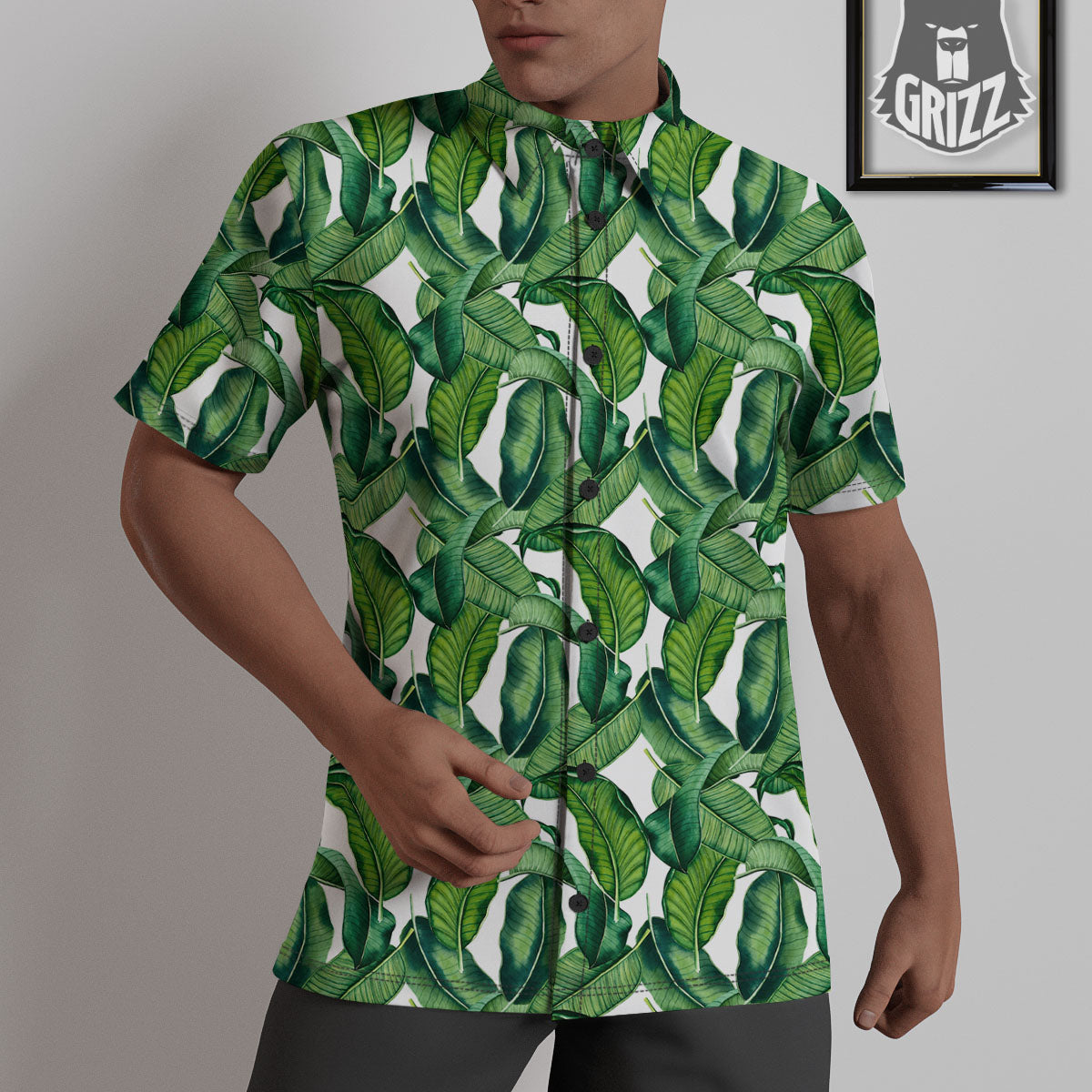 Banana Tropical Green Print Pattern Untucked Shirts-grizzshop