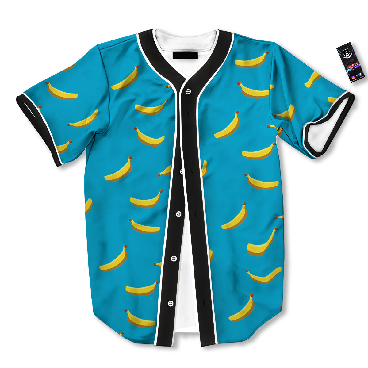 Banana Turquoise Print Pattern Baseball Jersey-grizzshop